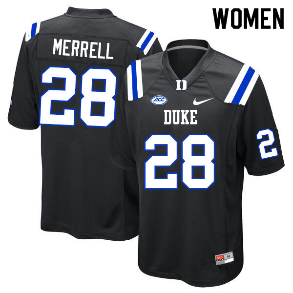 Women #28 Dylan Merrell Duke Blue Devils College Football Jerseys Sale-Black